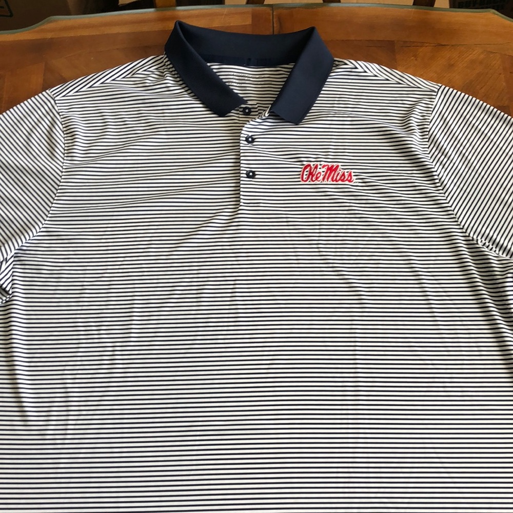 Nike Golf Ole Miss Striped Polo Shirt XXL dri-fit